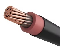 Corte de cable industrial de cobre con aislamiento y chaqueta