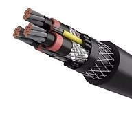 Corte de cable para minería con conductores y pantalla
