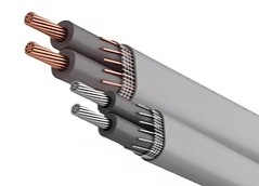 Cables planos de cobre y aluminio con chaqueta gris
